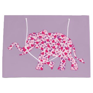 Elefant aus kleinen rosa Herzen Große Geschenktüte
