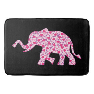 Elefant aus rosa Herzen Badematte