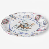 Elefant Aviator Baby Shower Papierplatten Pappteller (Schrägansicht)