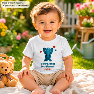 Elefant Baby Benutzerdefinierter Name Datum Süßer T-shirt