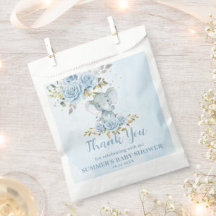 Elefant Baby Blaue Rosen Baby Shower Dankeschön Geschenktütchen