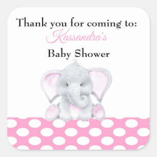 Elefant-Baby danken Ihnen Babyparty-Aufkleber Quadratischer Aufkleber