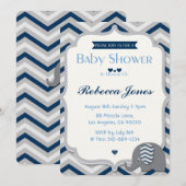 Elefant-Baby-Duschen-Einladungs-Jungen-blaues Einladung (Vorne/Hinten)