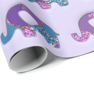 Elefant-Baby-Duschen-Lavendel-lila aquamarines Geschenkpapier