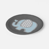 Elefant-Baby-Duschen-Papier-Teller für Jungen Pappteller (Schrägansicht)