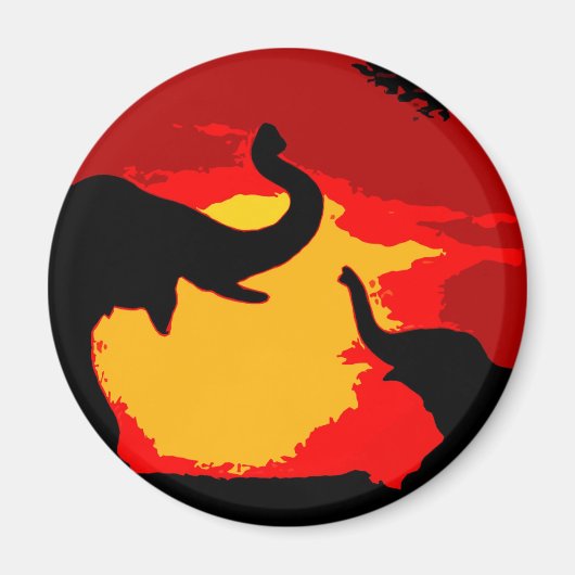Elefant, Baby Elephant & Sunset Magnet (Vorne)