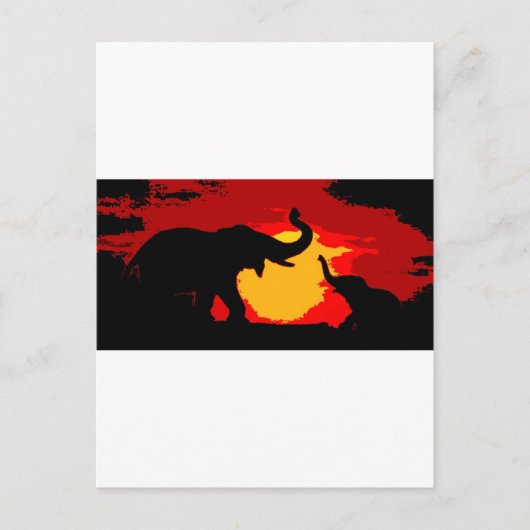 Elefant, Baby Elephant & Sunset Postkarte (Vorderseite)