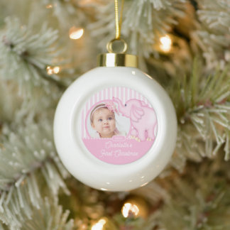 Elefant Baby erstes Weihnachtsfoto Keramik Kugel-Ornament
