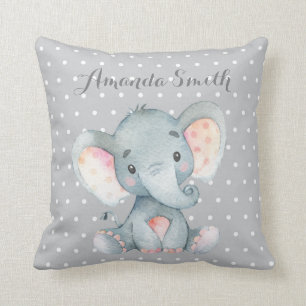 Elefant Baby Grau Kissen