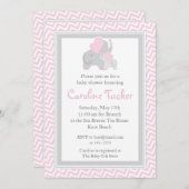 Elefant-Baby-Mädchen-Duschen-Einladungs-Rosa Einladung (Vorne/Hinten)