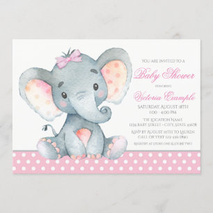 Elefant Baby Mädchen Shower Einladungen