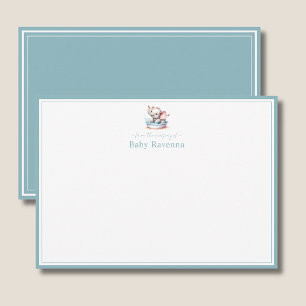 Elefant Baby Misty Aqua Rand Kinderzimmer Neue Bab Mitteilungskarte