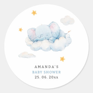 Elefant-Baby-Party, Baby-Party für Jungen Runder Aufkleber