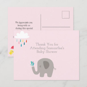 Elefant-Baby-Party Dankeskarten-Postkarte Postkarte