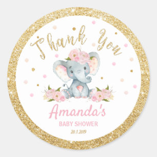 Elefant Baby Shower Danke Aufkleber Etiketten