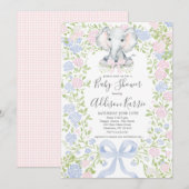 Elefant Baby Shower Einladung (Vorne/Hinten)