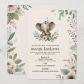Elefant Baby Shower Einladung (Vorne/Hinten)