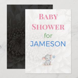Elefant Baby Shower Einladung mit individuellem Na
