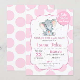 Elefant Baby Shower Einladung Rosa Mädchen