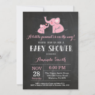 Elefant-Baby-Shower-Einladung Rosa und Grau Einladung