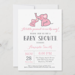 Elefant-Baby-Shower-Einladung Rosa und Grau Einladung
