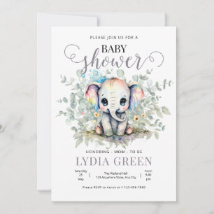 Elefant Baby Shower Grünzeug Junge Baby Shower Einladung