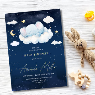 Elefant Baby Shower Himmlischer Nachthimmel Mond J Einladung