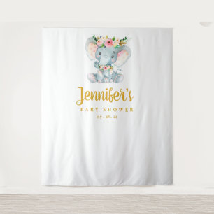 Elefant Baby Shower Hintergrund, Foto Booth Requis Wandteppich