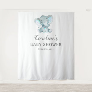 Elefant-Baby-Shower-Hintergrund, Foto-Studio-Requi Wandteppich