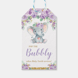 Elefant Baby Shower Pop The Bubbly Champagner Geschenkanhänger