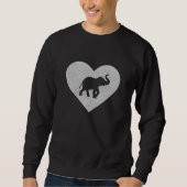 Elefant Baby Silhouette Herzstück Elefant Sweatshirt (Vorderseite)