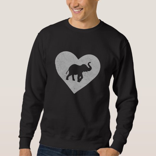 Elefant Baby Silhouette Herzstück Elefant Sweatshirt (Vorderseite)