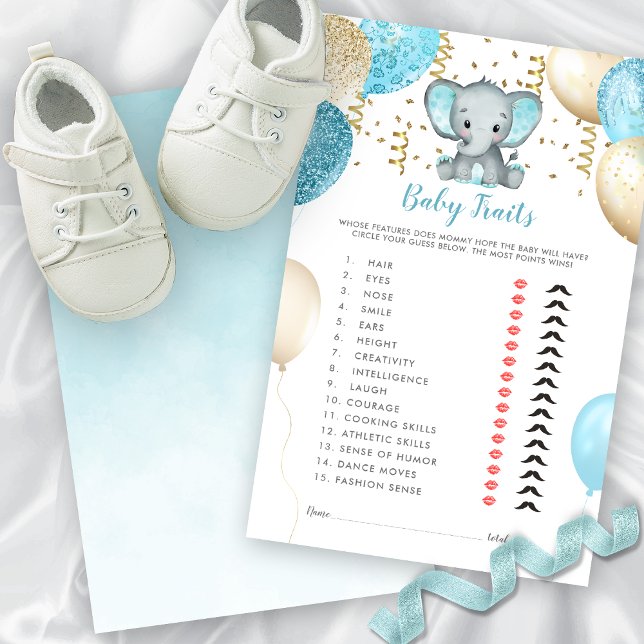 Elefant Baby Tracks Duschspiel Wasserfarbe (Watercolor Turquoise Elephant Baby Traits Shower Game)