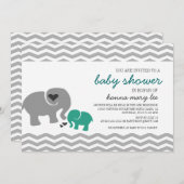 Elefant Babydusche Einladung (Vorne/Hinten)
