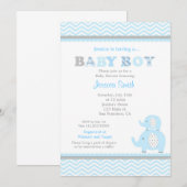 Elefant Babydusche Einladung (Vorne/Hinten)