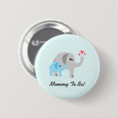 Elefant-Babyparty-Blau Button (Vorne & Hinten)