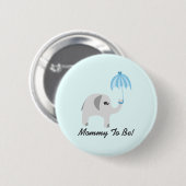 Elefant-Babyparty-Blau-Regenschirm Button (Vorne & Hinten)