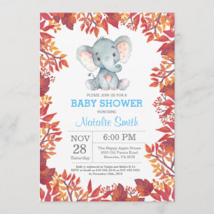 Elefant-Babyparty-Blumenfall-Herbst-Einladung Einladung