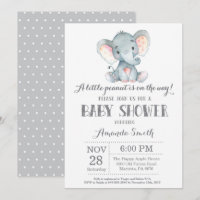 Elefant-Babyparty-Einladungs-Grau