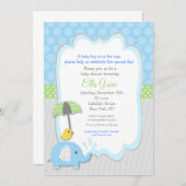 Elefant-Babyparty-Einladungsjunge Einladung (Vorne/Hinten)