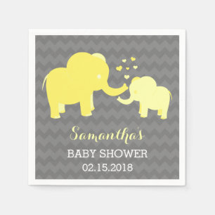 Elefant-Babyparty-gelbe und graue Papierservietten