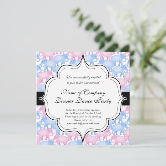 Elefant-Babyparty oder Geschlecht decken auf Einladung (Stehend Vorderseite)