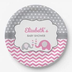 Elefant-Babyparty-Platte, EDITABLE FARBE Pappteller