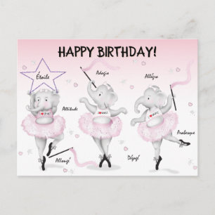Elefant Ballerina Tanzvorführung Postkarte