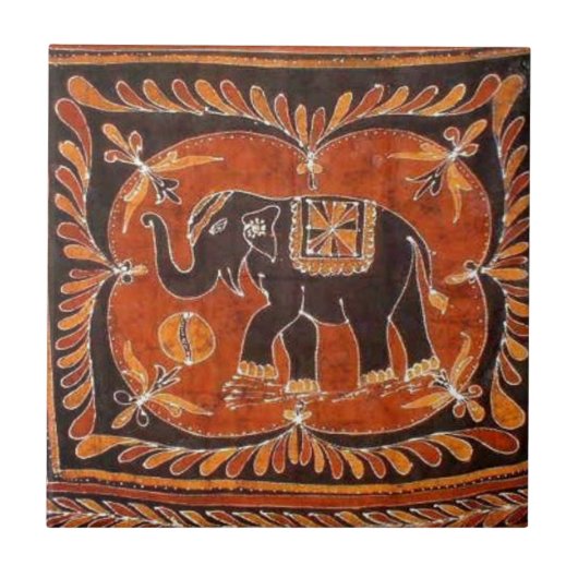 Elefant-Batik Fliese (Vorderseite)