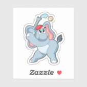 Elefant bei Baseball Aufkleber (Blatt)