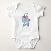 Elefant bei Baseball Baby Strampler (Vorderseite)