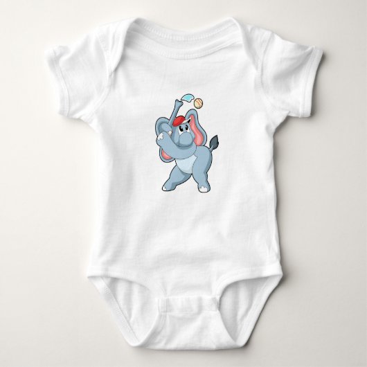 Elefant bei Baseball Baby Strampler (Vorderseite)