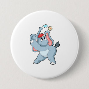 Elefant bei Baseball Button