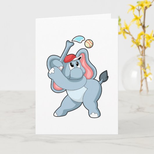 Elefant bei Baseball Karte (Gelbe Blume)